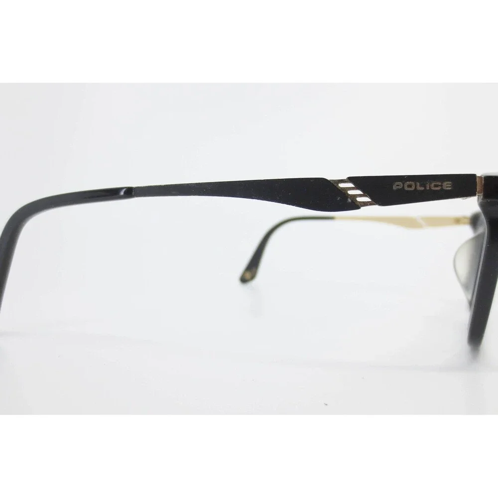 Police VPL986K 0700 Black Gold Rectangular Eyeglasses Frames 54-16-145 Mens